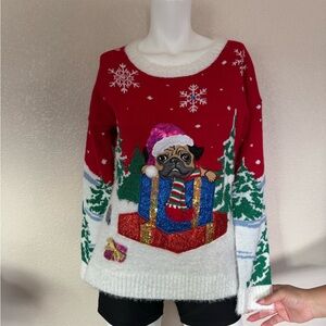 Jollidays Pug Holiday Sweater NWOT Size S